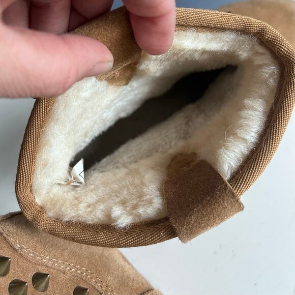 Ash‎ boots women's size 9.5 shearling leather skull studded Yahoo wedge brown - Picture 16 of 16